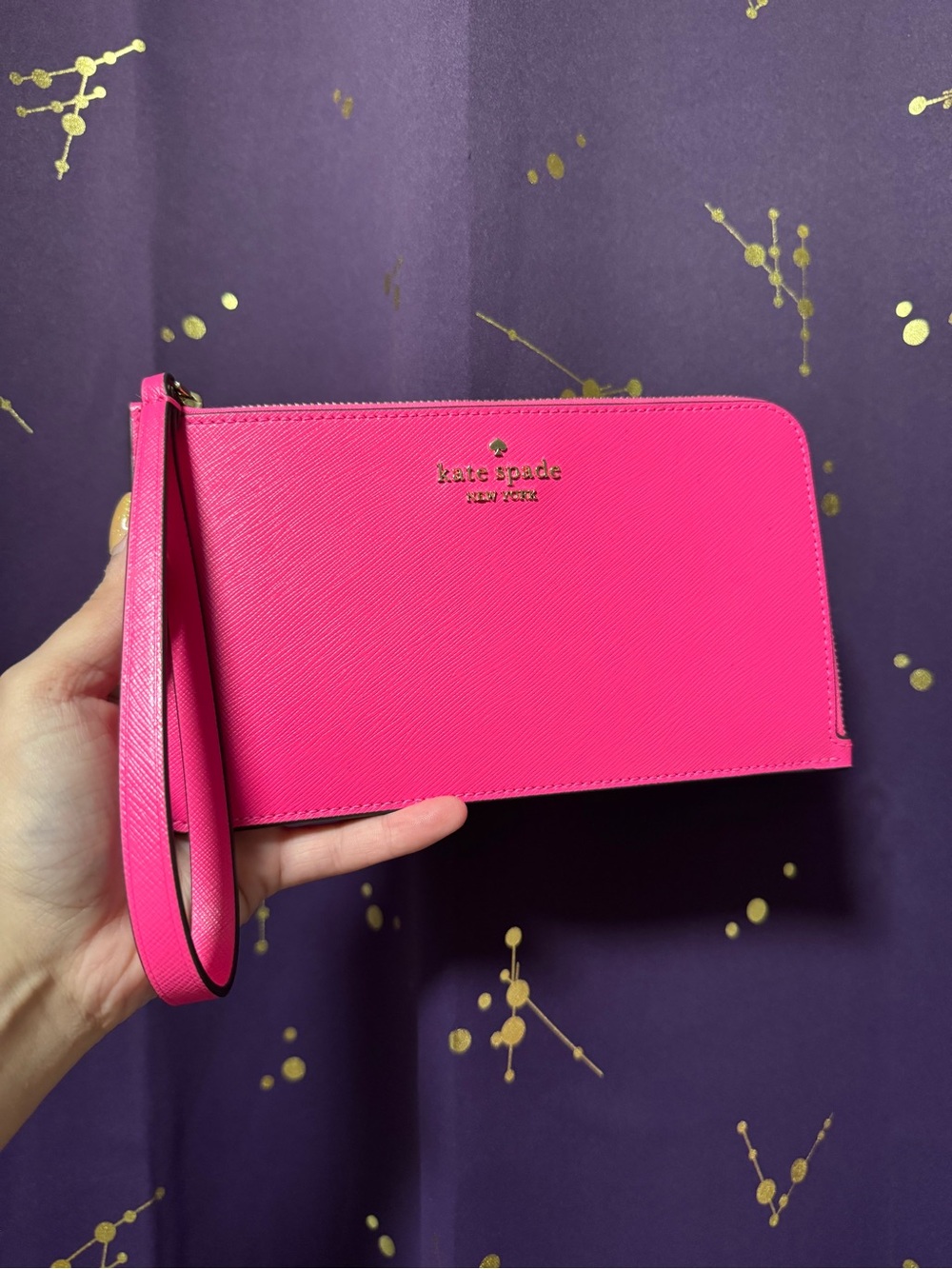 Kate Spade Hot Pink Corner Zip Wristlet- Like New